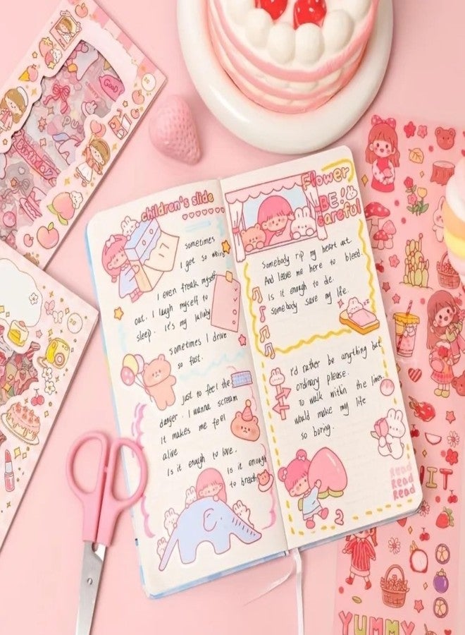 SAMVARDHAN Cute Kawaii Stickers - 20 PET Sheets Cute Washi Stickers for Project, Japanese Style Girls Sticker Set, Size of Each Sheet - 40 X 8 CM (Color and Design May Vary) (20 Sheets (Random Color)) - Image 5